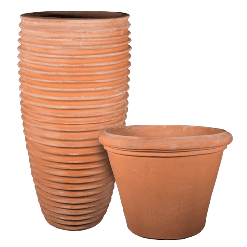 Oval Flowerpot and Saucer, Made in Mexico, Real Terracotta Clay